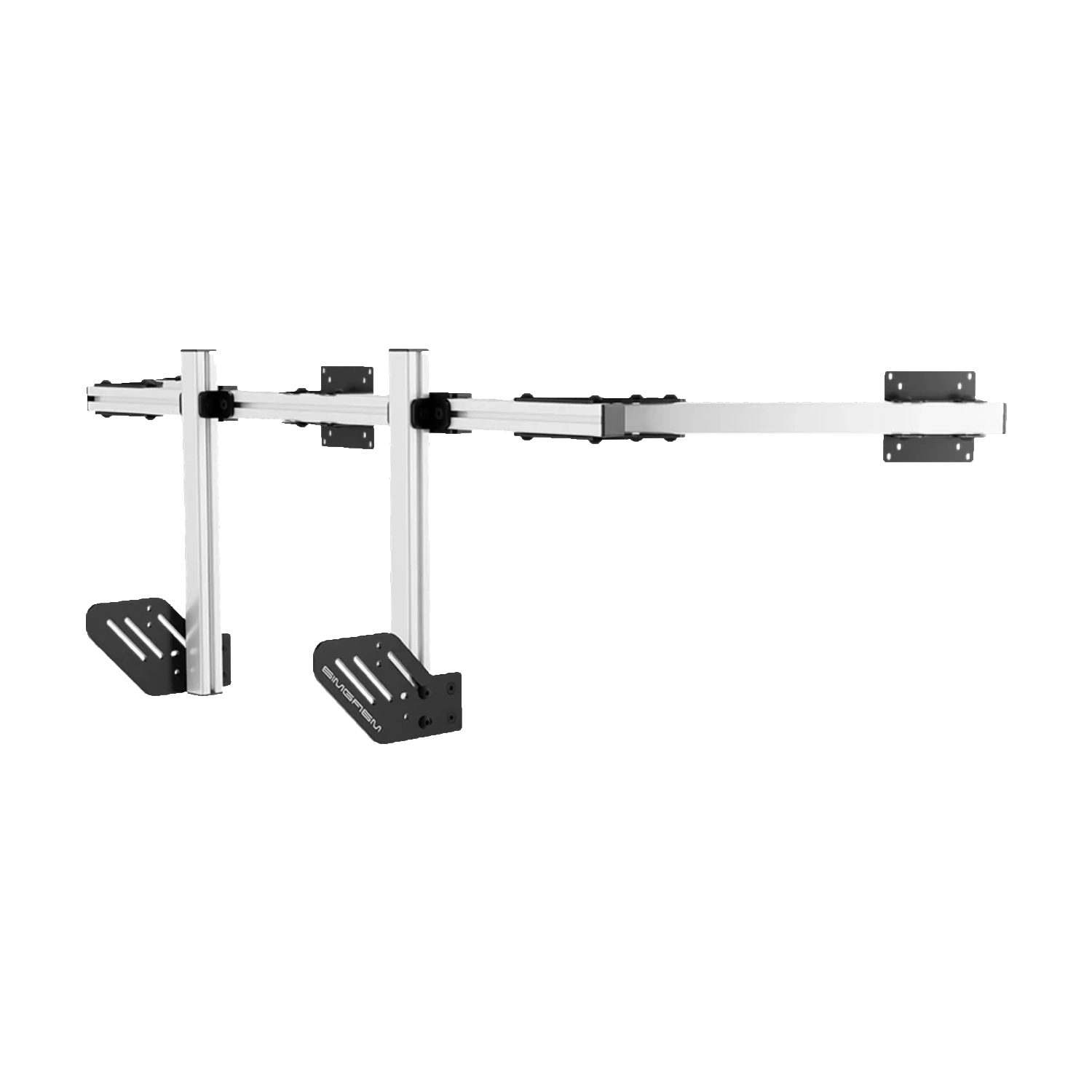Simgasm Core Integrated Triple Monitor Stand: profiles and VESA brackets across the full set